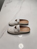 他她（TATA）平底樂(lè )福鞋小金豆秋季新款女白色小皮鞋單鞋女 米白（穆勒拖） 32 曬單實(shí)拍圖