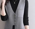 啄木鳥(niǎo)春秋新款針織馬甲女秋冬毛衣背心2025新款配裙子疊穿坎肩短款馬夾 灰色馬甲 XL 110-125斤 曬單實(shí)拍圖