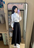 圖曼朵黑色a字半身裙女秋正裝面試職業(yè)套裝傘裙西裝裙新款高級感女裝 白色長(cháng)袖襯衫+黑色長(cháng)裙 90%選購 M 推薦105-115斤可穿 曬單實(shí)拍圖