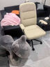 顧家家居電腦椅辦公椅休閑椅電競椅舒適久坐中古風(fēng)書(shū)房化妝椅書(shū)桌椅子餐椅 【久坐舒服+可移動(dòng)】雅米灰 不可調節 固定扶手 曬單實(shí)拍圖