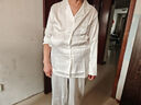 莫代爾高級感冰絲襯衫睡衣女春秋款長(cháng)袖2025年新款仿真夏季絲家居服套裝 吸濕透氣：白色  L 建議體重100-120斤 曬單實(shí)拍圖