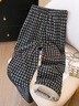 絲柏舍松緊腰闊腿褲女2025冬裝新款撞色格紋寬松垂感休閑褲 曬單實(shí)拍圖