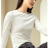金三塔真絲打底衣100%桑蠶絲小圓領(lǐng)長(cháng)袖小衫打底上衣 白色8100 L 曬單實(shí)拍圖