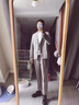 逐夢(mèng)顏青少年輕奢韓風(fēng)男生小西裝男套裝春帥氣潮流休閑寬松夏西服三件套 灰色三件套【西裝+西褲+棉短袖】 2XL 曬單實(shí)拍圖