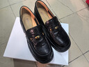 百麗（Belle）復古抓皺一腳蹬牛皮樂(lè )福鞋女2026春新商場(chǎng)款小皮鞋F2A1DAA6 黑色 39 (245mm) 曬單實(shí)拍圖