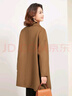 金菊綿羊毛100%雙面呢落肩袖西裝領(lǐng)雙排扣純色秋冬新款女式呢大衣外套 駝色 M(160/84A) 曬單實(shí)拍圖