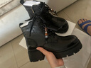 百麗（Belle）時(shí)尚串珠牛皮馬丁靴女冬季新款商場(chǎng)同款厚底增高短靴F2T1DDD5 黑色-單里 38 曬單實(shí)拍圖