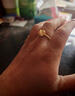 老凰祥精選 金包銀戒指光面活口戒指輕奢鋯鉆款 節日送女朋友禮物 方糖鏤空戒指 曬單實(shí)拍圖