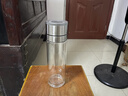 臻廚聚一鍵開(kāi)蓋水杯茶杯玻璃杯水杯男士泡茶杯茶水分離杯玻璃高硼硅杯子 升級鋼蓋銀色500ml【雙層加厚】 曬單實(shí)拍圖