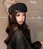 萬(wàn)佳臻貝雷帽女酷皮扣2025年秋季新款通勤日系甜美氣質(zhì)時(shí)尚畫(huà)家帽子冬季 酷皮扣貝雷帽【深藍色】 曬單實(shí)拍圖