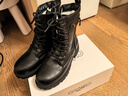 卡帝樂(lè )鱷魚(yú)（CARTELO）品牌馬丁靴女2025冬季加絨加厚皮毛一體短靴真牛皮羊毛靴雪地靴女 黑色厚白羊毛絨 標準碼 39 曬單實(shí)拍圖