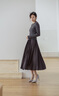 歌力思（ELLASSAY）2026春新款綿羊毛時(shí)尚簡(jiǎn)約高腰百褶假兩件長(cháng)款連衣裙女EWB371Y071 煙灰色 XS 曬單實(shí)拍圖