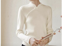 香影新中式國風(fēng)針織衫女2025冬季新款立領(lǐng)盤(pán)扣白色打底衫內搭上衣 鷺白 XL 170/92A/125-140斤 曬單實(shí)拍圖
