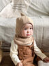 米囹嬰幼兒帽子秋冬寶寶1-3歲連帽圍脖一體保暖防風(fēng)兒童護耳披肩帽 卡其色 6個(gè)月-3歲（頭圍45-50cm） 曬單實(shí)拍圖
