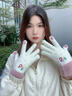 JIOESC手套女秋冬2026新款可愛(ài)加絨加厚防寒保暖學(xué)生可觸屏分指騎行手套 粉白雪人手套 均碼 【掌寬7-10cm】 曬單實(shí)拍圖