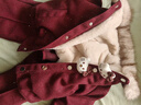 怡菲朵（IFEELDO）女童加絨冬季衣服套裝拜年服女寶寶加厚唐裝新年裝中式保暖國風(fēng)潮 酒紅色 110 建議35-40斤 曬單實(shí)拍圖