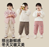 婧麒（JOYNCLEON）兒童加絨褲子秋冬款洋氣保暖褲寶寶外穿長(cháng)褲女童棉褲加厚冬季 卡其色【三層夾棉】 110 曬單實(shí)拍圖