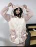 雅鹿睡衣女2025年新款秋冬季三層夾棉加厚保暖珊瑚絨可外穿連帽家居服 NSCJF-拼接可愛(ài)貓【夾棉上衣+絨褲】 XL 建議120-140（斤） 曬單實(shí)拍圖