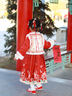 萌乎古月家.喜盈盈 漢服女童冬款兒童新中式國風(fēng)紅色馬甲旗袍裙拜年服 裙飄套裝（不含圍脖） 100 曬單實(shí)拍圖