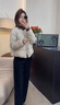鹿王戀雪輕薄時(shí)尚短款羽絨棉服女冬季2025年新款寬松圓領(lǐng)加厚保暖棉襖外套 白灰色 L 110-120斤 曬單實(shí)拍圖