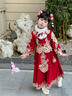 玫初莎拜年服女童冬裝加絨過(guò)年喜慶紅色新年兒童漢服2025新款中國風(fēng)古裝 659酒紅+毛領(lǐng)+頭飾眉心貼 加絨 120 【建議身高115cm左右】 曬單實(shí)拍圖