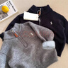 兒童毛衣女加絨一體絨2025拉鏈打底秋冬針織衫寶寶打底衫男外穿 灰色【KF809男童拉鏈衫】 110 曬單實(shí)拍圖