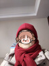 恒源祥100%純羊毛毛線(xiàn)帽女針織圍巾帽子套裝加厚保暖大頭圍冷帽秋冬兩件 紅色【帽子+圍巾】 曬單實(shí)拍圖