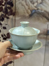 青澹墨雅 天青汝窯 茶具蓋碗冰裂釉三才蓋碗景德鎮手工陶瓷禮盒裝 冰玉蓋碗 200ml 曬單實(shí)拍圖