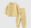 童泰（TONGTAI）寶寶秋衣套裝秋冬季純棉保暖嬰兒內衣高腰提花秋褲睡衣黃色80cm 曬單實(shí)拍圖