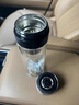 唐帕（TANGPA）高檔茶水分離玻璃杯水杯男士單手一鍵開蓋速開車載高檔雙層泡茶杯 黑色玻璃杯（帶杯套杯刷）350ml 曬單實拍圖