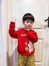 巴布豆兒童紅色衛衣套裝2026年馬年寶寶新年過(guò)年衣服男女童加絨拜年服 紅 發(fā)字巴布+黑 巴布福馬X 100 曬單實(shí)拍圖