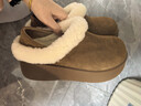 百麗（Belle）復古毛邊毛毛鞋女2026春新厚底增高加毛保暖勃肯鞋B3024AM6 棕色 38 (240mm) 曬單實(shí)拍圖