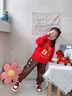 G.duck兒童新年衛衣套裝2026春節新款馬年本命年衣服男女紅色喜慶拜年服 紅衛衣-黑長(cháng)褲-平安喜樂(lè )【春秋】 薄款 110 cm 曬單實(shí)拍圖