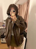 妃衣度（FYDOUL）外套女美拉德女式2025新款春秋PU皮衣美式復古機車(chē)皮衣女 黑色 S 【80-100斤】 曬單實(shí)拍圖