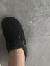 秋季法式復古外穿毛氈加絨勃肯鞋女一腳蹬保暖棉瓢鞋豆豆棉鞋女 灰色 37 曬單實(shí)拍圖