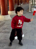 G.duck兒童馬年拜年服男童冬裝加絨套裝寶寶紅色喜慶過(guò)年服元旦演出服裝 紅色【男女同款】  150 曬單實(shí)拍圖