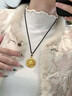 中國黃金（CHINA GOLD）黃金八寶羅盤(pán)項鏈男款足金琺瑯黃財神吊墜新年節生日禮物送愛(ài)人 琺瑯黃財神項鏈【黑繩】約3.9g 曬單實(shí)拍圖