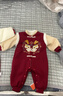 優(yōu)奇新生嬰兒衣服寶寶喜慶過(guò)年拜新年連體衣加絨保暖滿(mǎn)月百日周歲服 曬單實(shí)拍圖