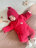 愛(ài)寶適嬰兒連體衣秋冬加厚新生兒家居服爬服寶寶新年衣服紅色T273 59碼 曬單實(shí)拍圖
