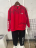 李寧（LI-NING）兒童運動(dòng)套裝冬季紅色童裝新年款6-12歲中大童本命年加絨衛衣衛褲 新年套裝一【加絨衛衣/大logo加絨衛褲】 160 曬單實(shí)拍圖