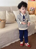 班喜迪男童套裝春裝2026新款帥氣寶寶衛衣嬰兒束腳褲春秋兒童衣服小童裝 藏青色 100 曬單實(shí)拍圖