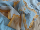 上海故事真絲絲巾女雪紡紗巾小方巾100%桑蠶絲圍巾禮盒送媽媽禮物望春藍黃 曬單實(shí)拍圖