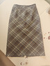 :CHOCOOLATE  it女裝秋冬新款裙子毛呢格子半身裙高腰顯瘦開(kāi)叉A字包臀長(cháng)裙女 咖色 M 曬單實(shí)拍圖