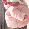 優(yōu)奇嬰兒衣服女寶寶秋冬棉服上衣女童防風(fēng)保暖連帽加絨加厚棉襖外套 曬單實(shí)拍圖