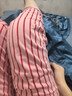 貓人睡衣女士秋季長(cháng)袖純棉條紋粉色100%全棉可外穿家居服莓果紅XL 曬單實(shí)拍圖
