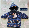 鴨鴨兒童羽絨服男童冬季2024年新款恐龍印花中小童裝加厚外套YX 藏青色 100 曬單實(shí)拍圖