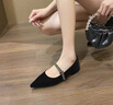 德瑪納【優(yōu)雅通勤】秋冬日常百搭低調水鉆啞光絨面單鞋女通勤鞋 曬單實(shí)拍圖