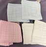 全棉時(shí)代嬰兒口水巾兒童水洗紗布小毛巾洗臉禮盒4條裝 粉藍黃綠25×25cm 曬單實(shí)拍圖