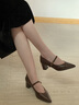 康莉羊皮高跟鞋瑪麗珍女26年春新款職業(yè)通勤時(shí)尚百搭粗跟工作鞋 復古啡 36 曬單實(shí)拍圖