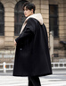 羅蒙（ROMON）假兩件大衣男士中長(cháng)款外套男潮流韓版高級感穿搭風(fēng)衣商務(wù)黑色L 曬單實(shí)拍圖